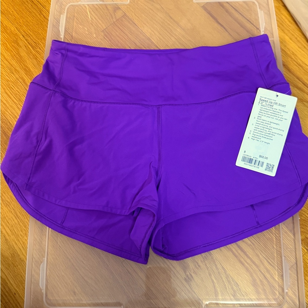 Lululemon Speed Up HR Short - 2.5” Size 8
Athletic Purple